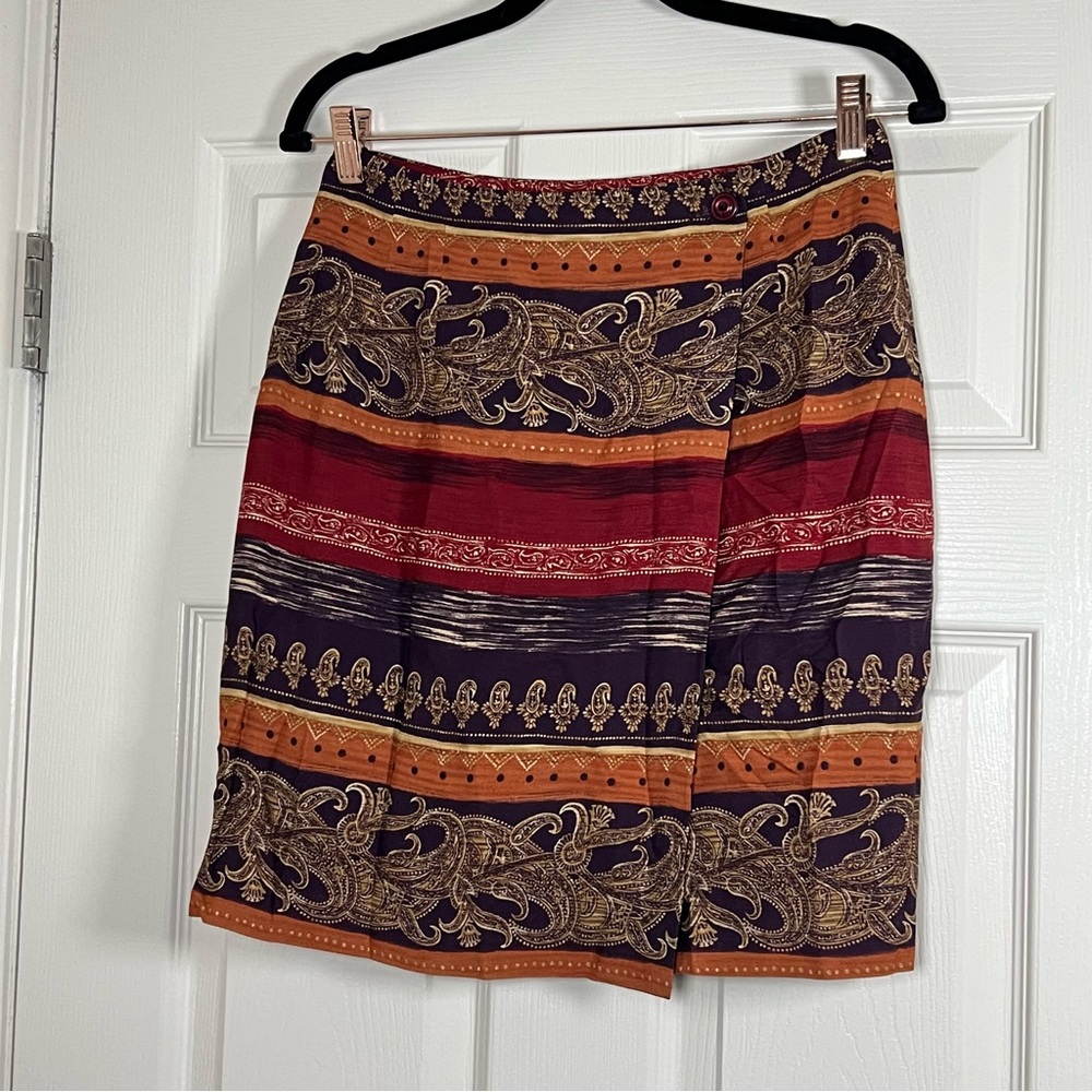 Vintage 1980s Elegant Paisley Pencil Skirt